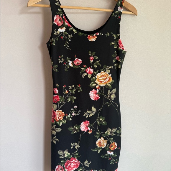 Iris Black Floral Mini Dress - Picture 2 of 3
